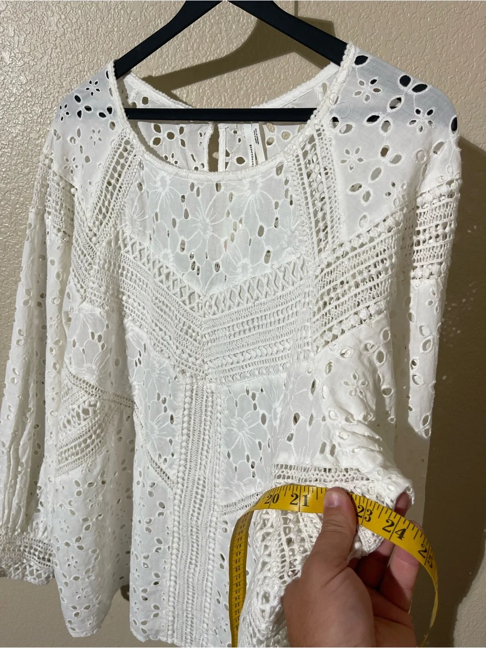 Anthropologie White Eyelet Lace Top